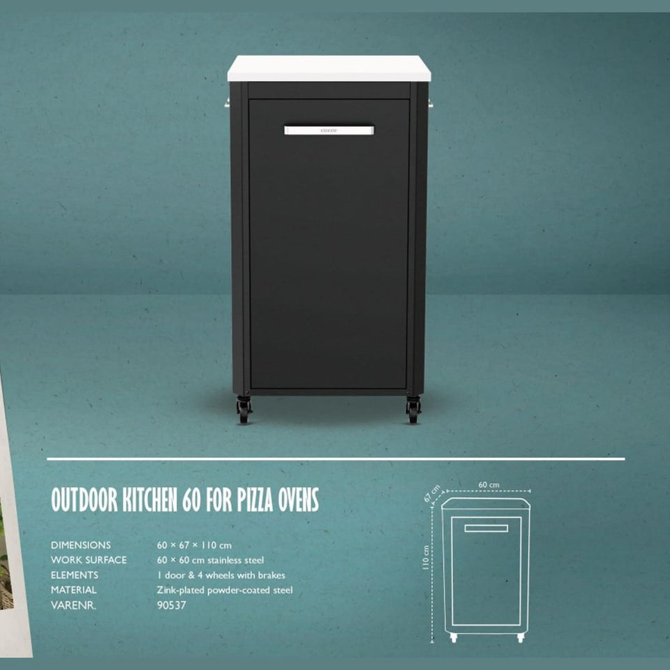 Outdoor Kitchen 60 for Pizza Ovens – 110 cm Height | Modular | Cozze showing dimensions