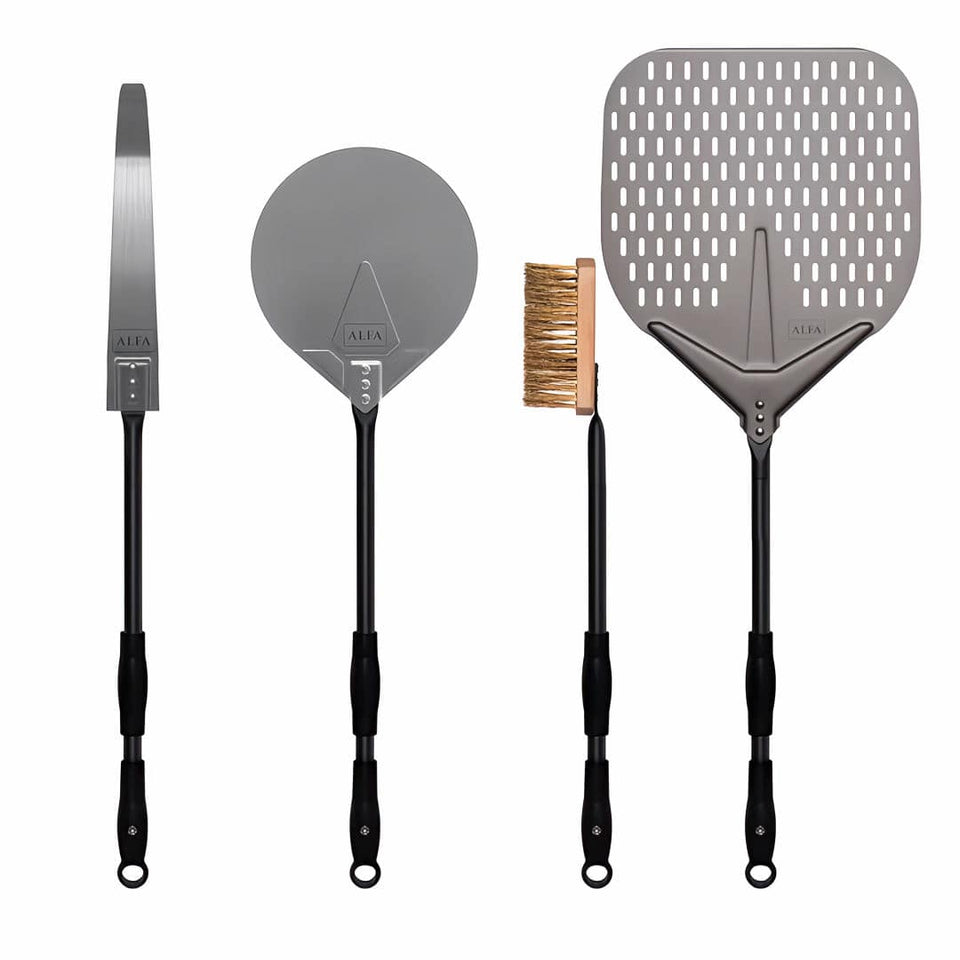 Alfa Pizza Oven Tool Kit Large showing all 4 accessories