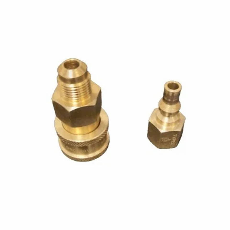 Quick-Connect Brass Fitting (3/8 SAE) & Disposable Bottle Regulator showing the quick release attachment top view