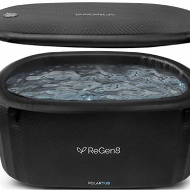 Front full view of a ice bath full of water ready to use