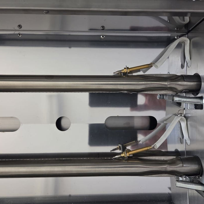 A sizzler deluxe showing thermocouples that act as flame failure devices