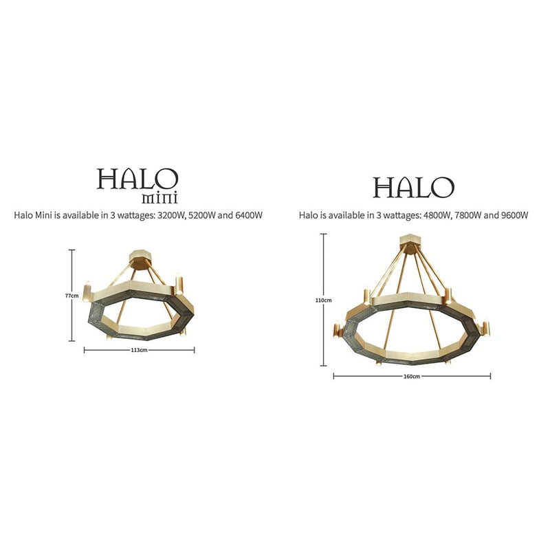 Herschel Halo Mini Zero-Light Infrared Heater – 3.2kW to 6.4kW showing some dimensions 