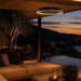 Herschel Ibiza Zero-Light Outdoor Infrared Heater with LED Lighting over an outdoor lounge