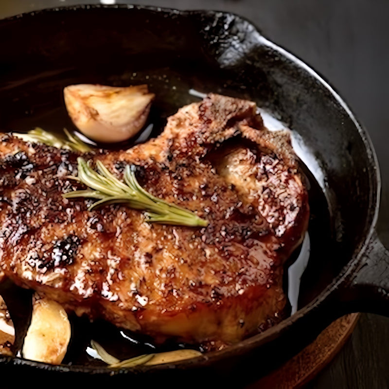 3 Piece Cast Iron Pan Set | BBQ & Camping with beef cooking