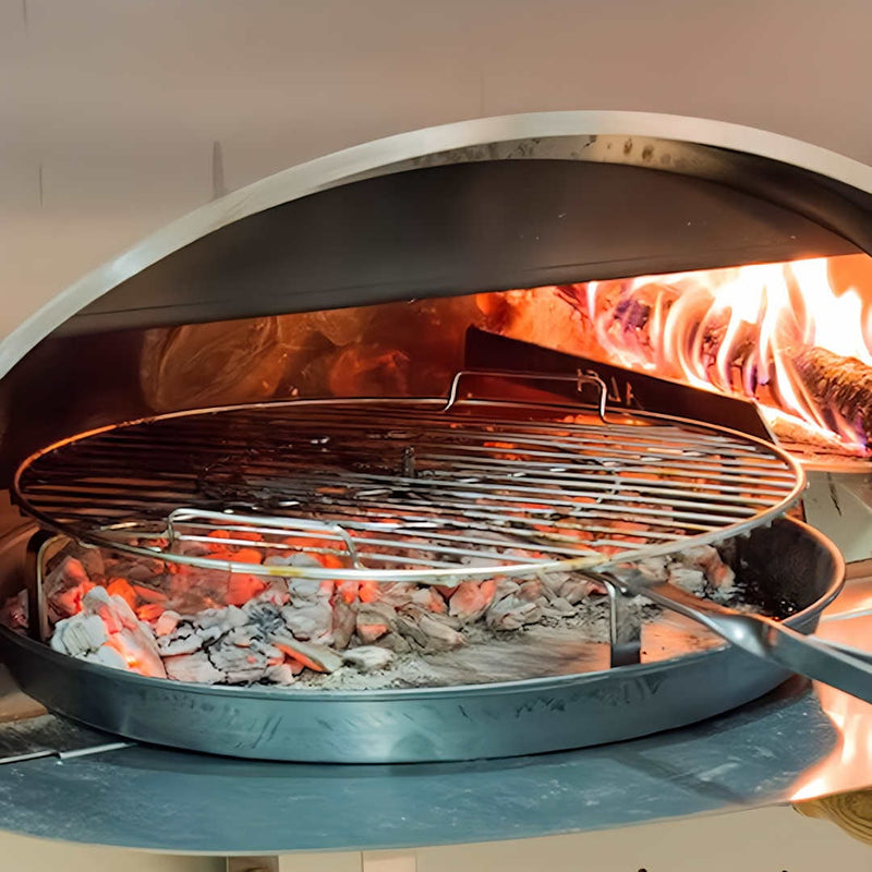 Alfa BBQ 500 | 30cm showing tray with charcoal in it inside oven