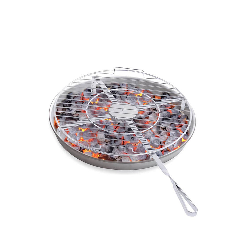 Alfa BBQ 500 | 30cm tray with charcoal inside and grill ontop