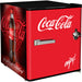 Official Coca Cola & Fanta Mini Bar Fridge With Opener - 46L showing the red door and black side model