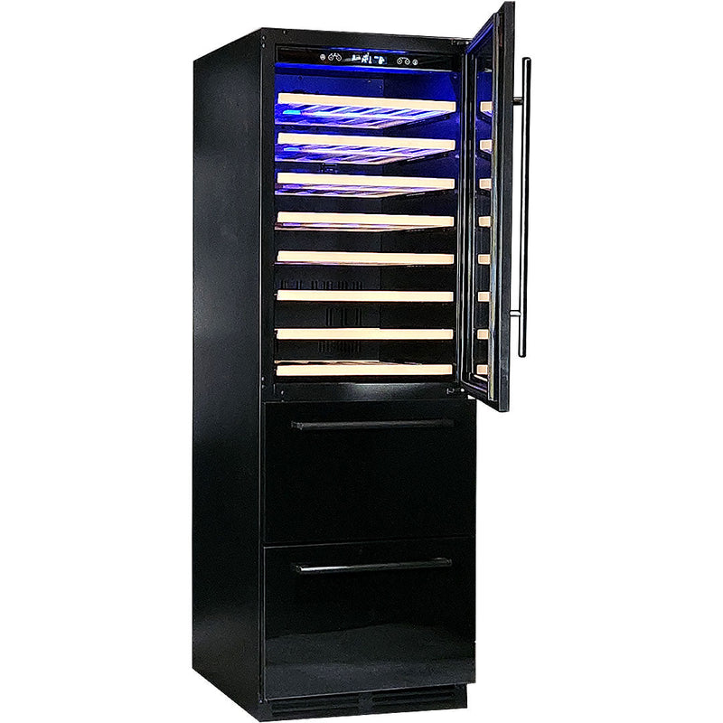 Door Dual Zone Drawer Wine And Beverage Refrigerator | BD425D-X-B with the door open - top door only