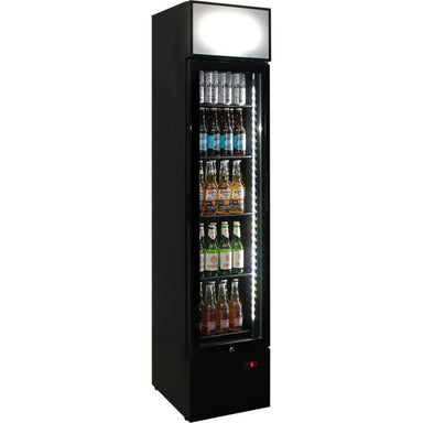 Bar Fridge | 160 Litre Upright door closed full of drinks