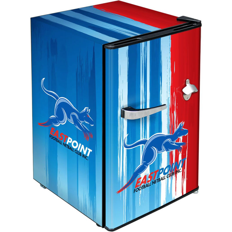 Bar Fridge | 70 Litre Retro Eastpoint Football Club design, front left full view