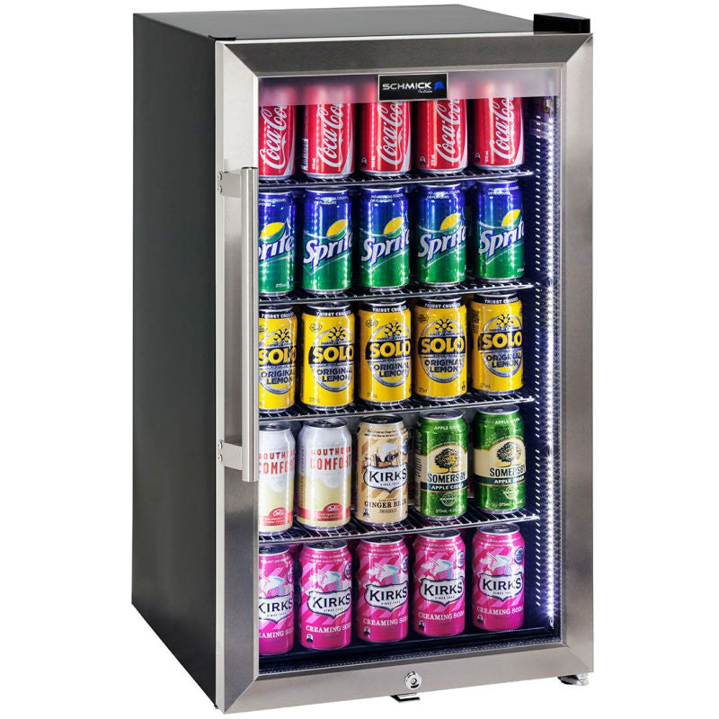 Bar Fridge 98 Litre full view showing how many cans can fit in fridge