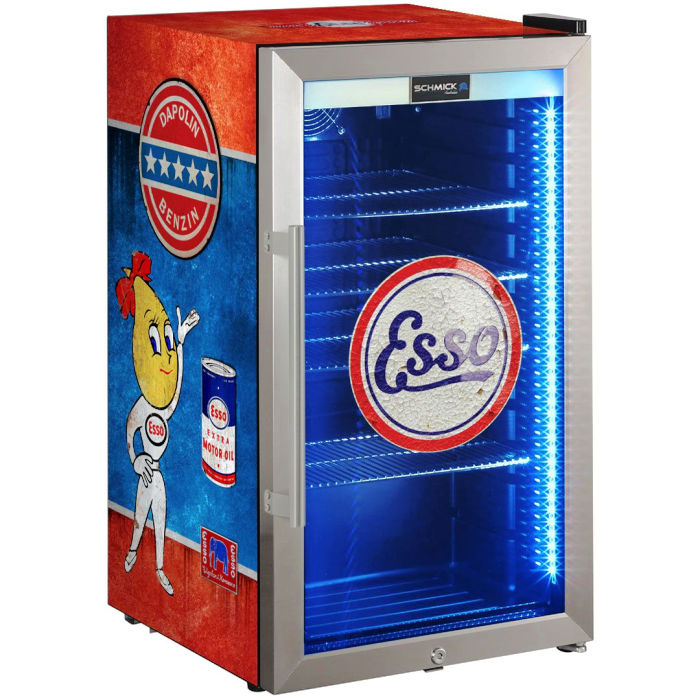 Bar Fridge | 98 Litre Fuel Pump Esso branded front left full view on white background
