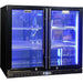 Bar Fridge | 2 Door Alfresco | Schmick SK206 doors closed with blue LED lights