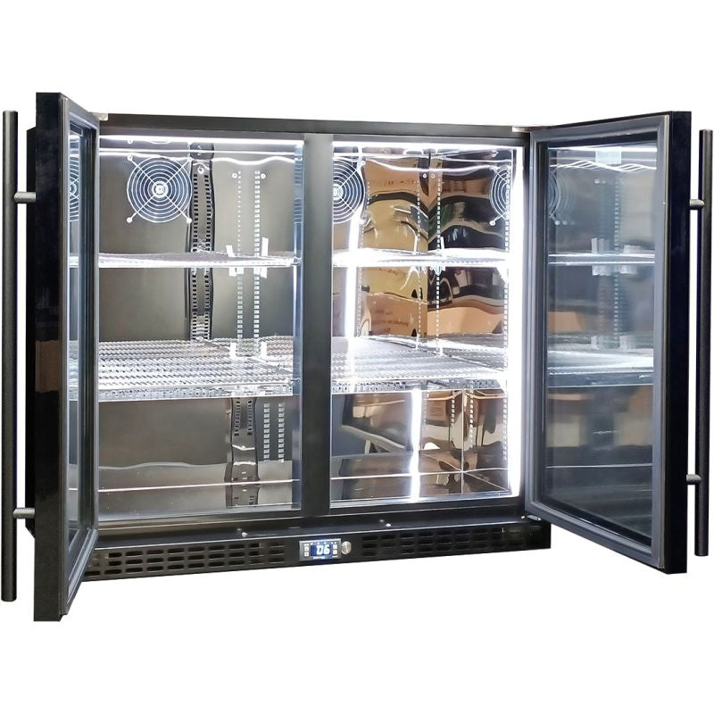 Bar Fridge | 2 Door Alfresco | Schmick SK206 doors open with white LED light