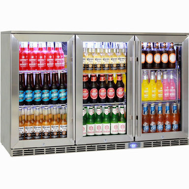 Bar Fridge | 3 Door Stainless Steel | Rhino GSP doors closed and full of drinks