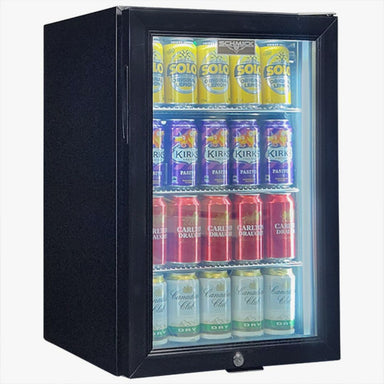 Bar Fridge | Single Door Alfresco | Schmick SK68 door closed with white led and full of drinks