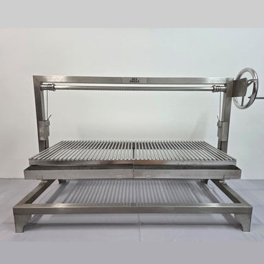 Built-In Parrilla Argentine BBQ Topper | 100% 304 Stainless | BBQ Rods Model with the grill half way up