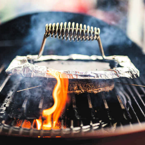 Cast Iron Burger Press | Flaming Coals
