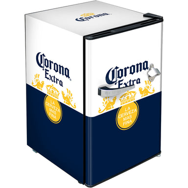 Retro Mini Bar Fridge 70 Litre Beer Branded With Opener showing the Corona model