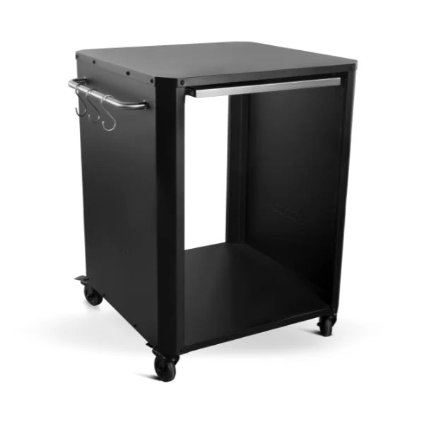 Cozze Stainless Steel Outdoor Prep Table – Wheels, Pull‑Out Board, Hook Rail showing the unit with the foldable table away