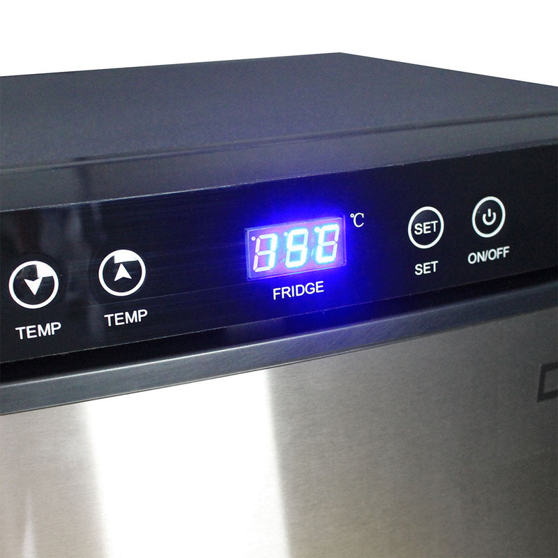 Dellcool Silent Bar Fridge With Mini Freezer showing the LED panel