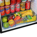 Dellcool Silent Bar Fridge With Mini Freezer  shwoign the bottom vege shelf open