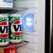 Dellcool Silent Bar Fridge With Mini Freezer  showing a close up of the blue LED light
