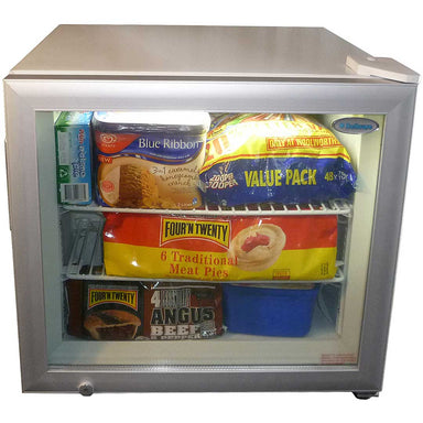 Mini Glass Door Freezer | 50 Litre - Model SD50 front view with food inside