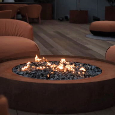 Fireplace Galio Star Insert | close up view of fireplace built into steel housing