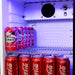 Sub-Tropical Glass Door Mini Bar Fridge | 70 L | EC68-SSH showing the top shelf and blue LED glow
