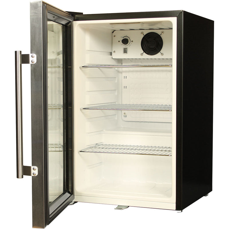 Sub-Tropical Glass Door Mini Bar Fridge | 70 L | EC68-SSH showing the left hinge model empty with the door open