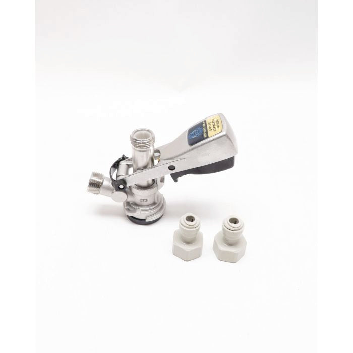 Kegerator Accessory | D-Type Coupler close up view of DM push in fittings