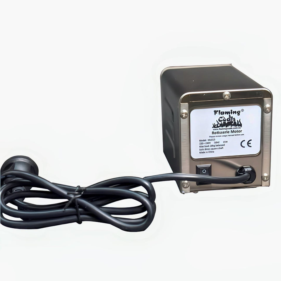 20 kg Rated Rotisserie Motor | Medium & Large Parrilla showing the label