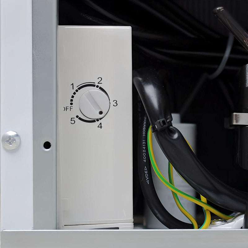 Mini Freezer Solid Door 36 Litre close up view of temperature controls