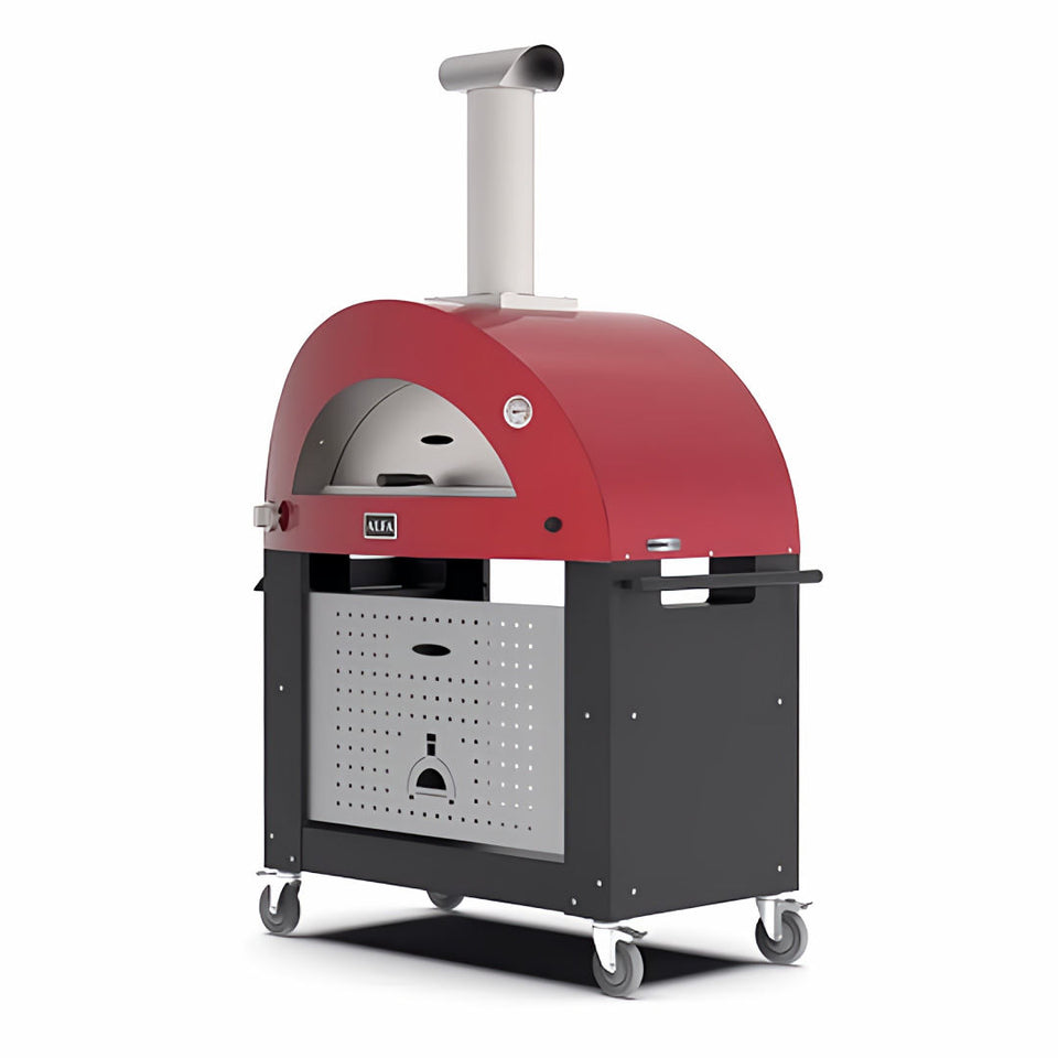 Pizza Oven Stand with Wheels showing moderno 1 oven on top