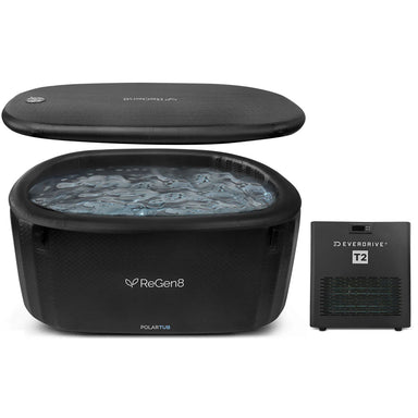 PolarTub 505 L Ice Bath & Cold‑Plunge | Tub & T2 Rapid‑Chiller showing the unit with the chiller