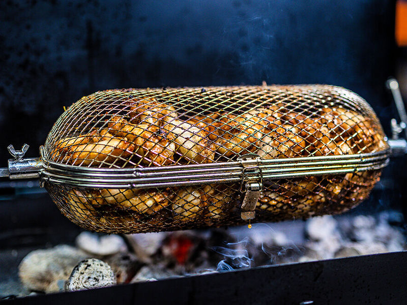 Rotisserie Tumbler Basket | Spit Roaster Attachment