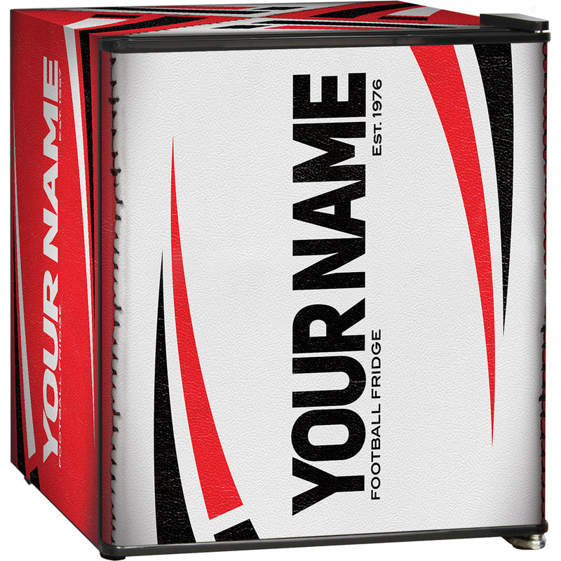 Sports Design Mini Bar Fridge With Handle And Opener - 46L showing teh football red colour scheme