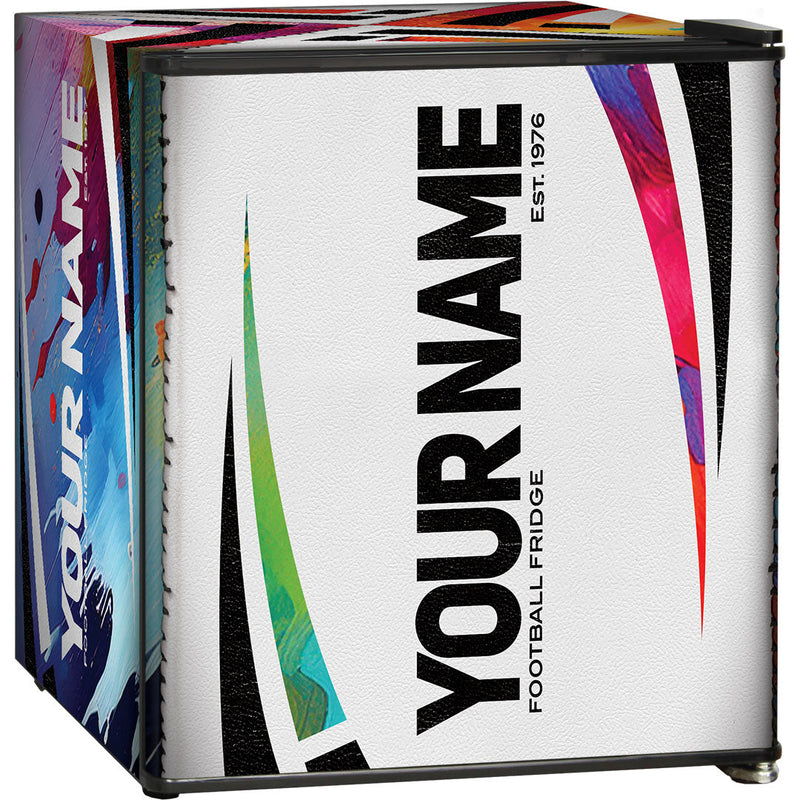 Sports Design Mini Bar Fridge With Handle And Opener - 46L showing soccer name