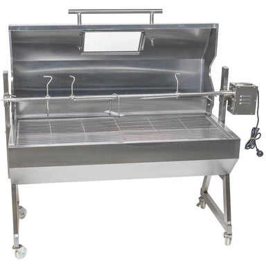 1200 mm Spit Rotisserie Roaster for Hire | Hooded front view
