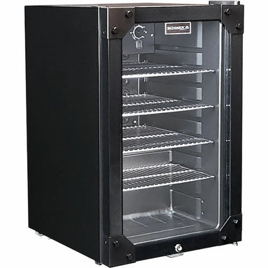 Schmick 70 L “Bolt‑Style” Black Bar Fridge – Industrial Design, Double‑Glazed - HUS-SC70-B-X right hinge with door closed