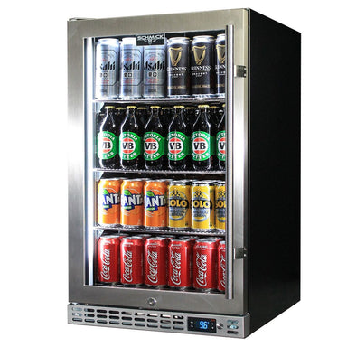 Bar Fridge | Single Door Alfresco | Schmick SK126 left hinged with door closed and full of drinks