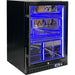 Slide Out Flat Shelves | Cans & Bottles | Schmick SK Models inside a fridge with a blue LED and the door shut and empty of drinks