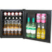 Sports Design Mini Bar Fridge With Handle And Opener - 46L showing the fridge open with drinks