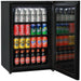 Schmick HUS-EX108 “Under Zero” 108 L Alfresco Beer Fridge – Blast Chill, Heated Glass, Tropical-Rated showing the fridge full of drinks adn the door open