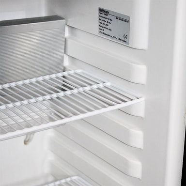 Silent 60 Litre Motel Quiet Mini Bar Fridge With Solid Door - 60 L -DW60E showing the top white shelf