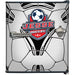 Sports Design Mini Bar Fridge With Handle And Opener - 46L showing teh soccerball front with name