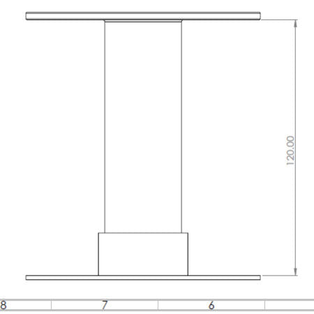 Under Bench Telescopic Font Adaptor showing side dimensions of 120mm high