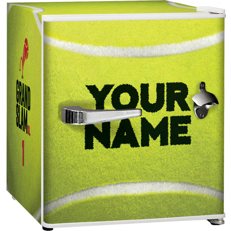 Sports Design Mini Bar Fridge With Handle And Opener - 46L showing tennis model