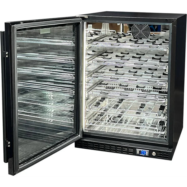Slide Out Wine Shelves with Saddles (Full Size) | Schmick SK Models with the shelves empty and door open